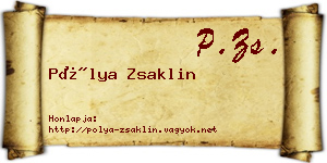 Pólya Zsaklin névjegykártya